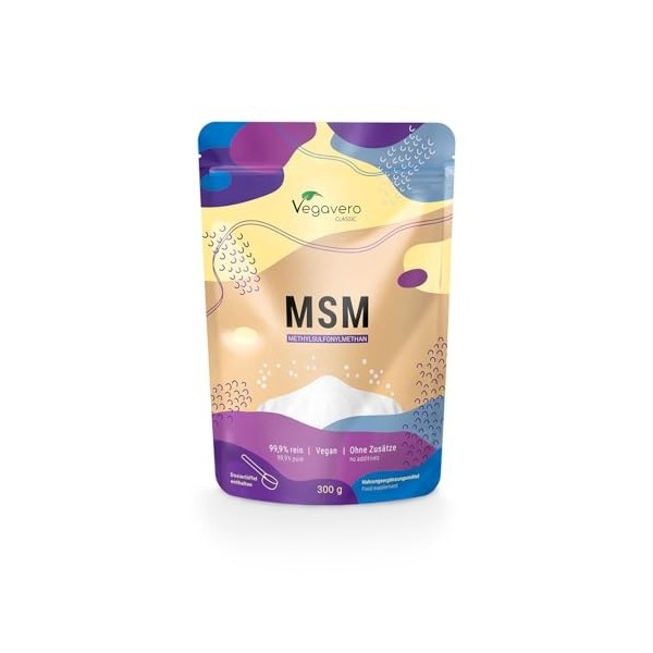 MSM Vegavero® Poudre | 300g Méthylsulfonylméthane Pur à 99,9% | Sans Additifs & VEGAN | Formation de Collagène | Testé en Lab