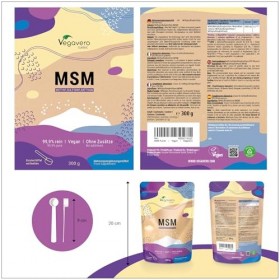 MSM Vegavero® Poudre | 300g Méthylsulfonylméthane Pur à 99,9% | Sans Additifs & VEGAN | Formation de Collagène | Testé en Lab