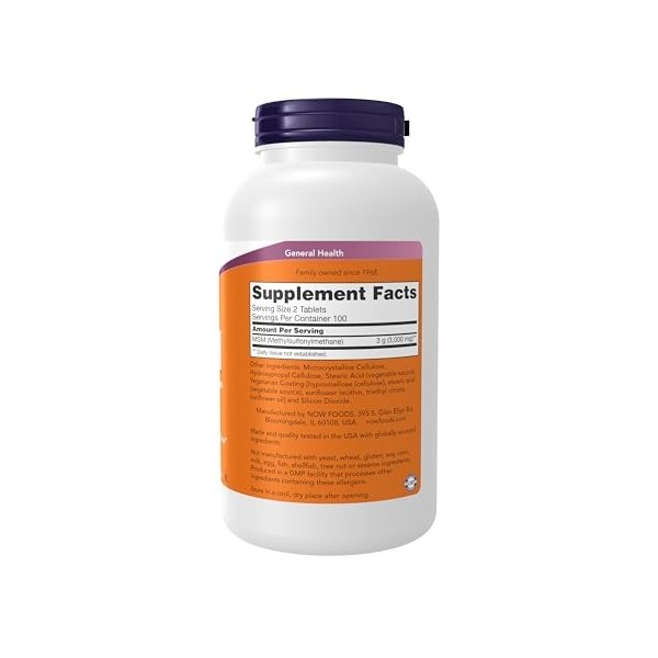 NOW Foods MSM Methylsulphonylmethane, 1500mg - 200 tabs