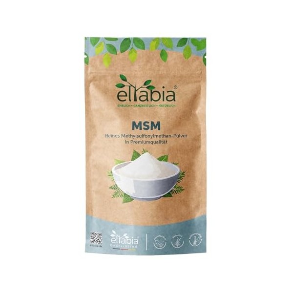 eltabia MSM Poudre 500 g Grand paquet 99,9 % de soufre organique pur méthylsulfonylméthane qualité alimentaire