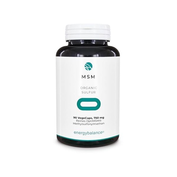 EnergyBalance MSM - OptiMSM - Vegan - Sans Gluten - Sans Additifs - 100% Ingrédients Purs - Qualité Suisse - 90 Vegecaps à 75