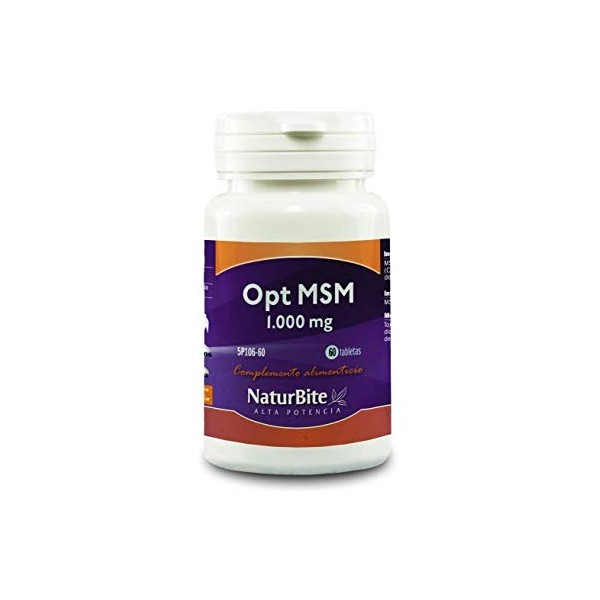 NATURBITE MSM 1000mg. 60comp. – se prend chaque jour conformément aux indications, comprimés faciles à intégrer à la routine 