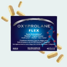 Oxyprolane® Flex • Complément Alimentaire Articulations, Capital Osseux, Arthrose • 45 gélules • Collagène Marin, MSM, Mangan...