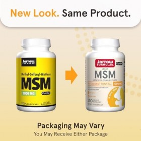 Jarrow Formulas MSM 1000 mg – 200 capsules végétariennes – Méthylsulfonylméthane – Source importante de soufre organique – Re