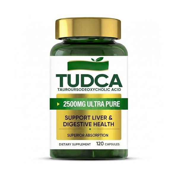 TUDCA 2500mg par Portion - 120 Gélules dAcide Tauroursodésoxycholique Ultra Pur - Supplément pour le Soutien du Foie et de l