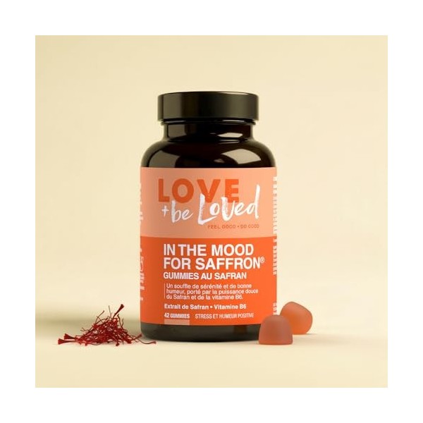 GUMMIES SAFRAN et B6｜Anti-Stress, Équilibre Émotionnel et Bonne Humeur｜Ultra Dosé 45mg ｜Arôme Naturel Mangue Bio｜Vegan, 99% 