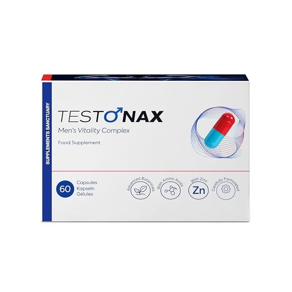 TESTONAX Complexe Vitalité Homme – Formule avancée à base de plantes et dacides aminés avec zinc – 60 capsules – Complément 