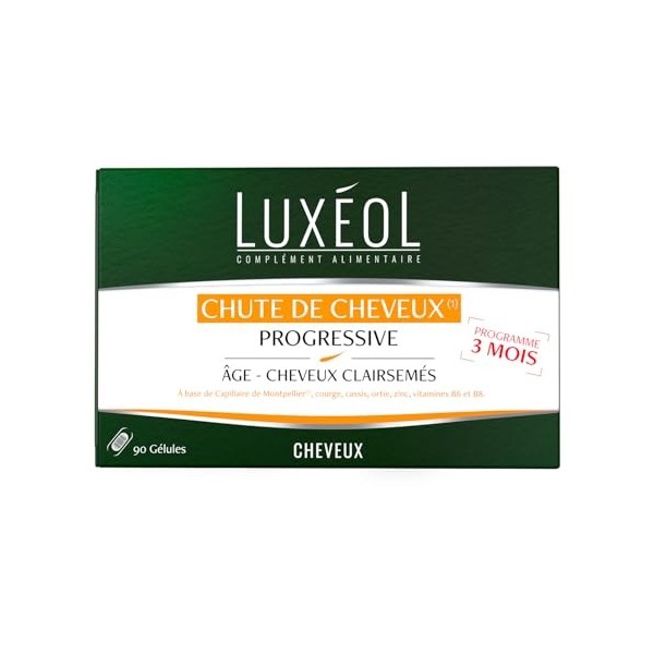 Luxéol - Chute De Cheveux Progressive - Complément Alimentaire - À Base De Capillaire de Montpellier, Plantes, Zinc & Vitamin