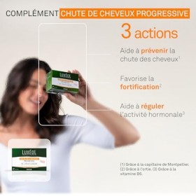 Luxéol - Chute De Cheveux Progressive - Complément Alimentaire - À Base De Capillaire de Montpellier, Plantes, Zinc & Vitamin