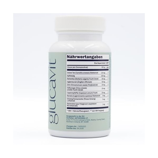 Glucavit Gélules – Complément Alimentaire avec 11 Nutriments Essentiels | Vitamines & Minéraux pour l’Énergie, la Vitalité et...