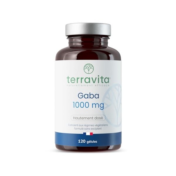 GABA 1000 mg | 120 Gélules | 100% Pur sans Excipients | Lutte contre le Stress et la Nervosité | Favorise une Humeur Positive
