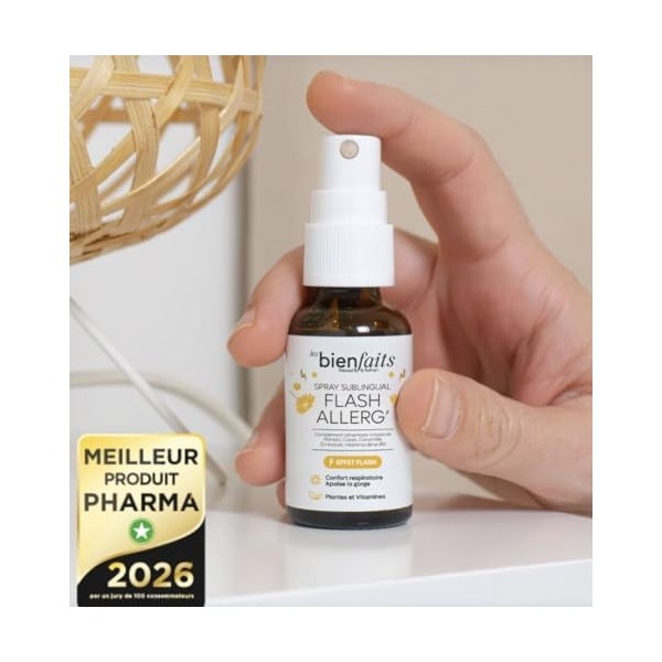 Flash Allerg - Spray sous la langue - Apaise et soulage les allergies : Yeux Rouges et Irrités - Pollen, poussière - Éternue