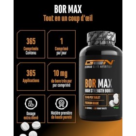 Bor Max - 365 comprimés avec 10 mg de boron pur - Sans additifs indésirables, hautement dosé, végétalien