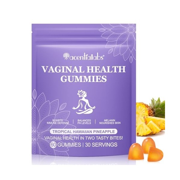 Gummies pour l’équilibre Bonbons Féminin, 60 Feminine Balance Gummies Vegan, Saveur Ananas Hawaïen - Santé Féminine - Niveaux