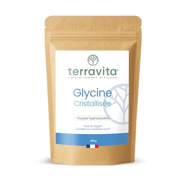 Glycine Cristallisée Pure | Alternative Vegan au Collagène | Peau, Sommeil et Santé Articulaire | Sachet Refermable 250g de P