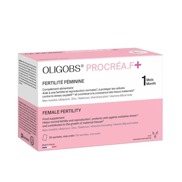 Oligobs Procréa.F+ fertilité femme | Conception, Préconception, Stress oxydatif | Myo-Inositol, Quatrefolic B9 active, Ubiqui