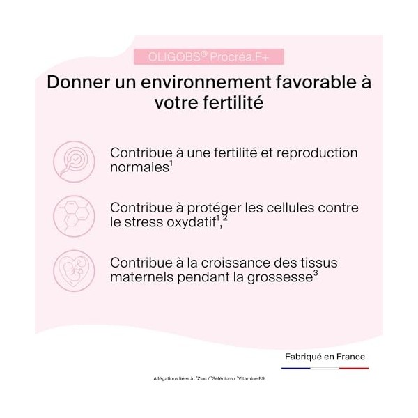 Oligobs Procréa.F+ fertilité femme | Conception, Préconception, Stress oxydatif | Myo-Inositol, Quatrefolic B9 active, Ubiqui