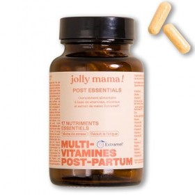 Jolly mama! Multi Vitamines Post Essentials | 17 Nutriments Clés Post-Partum | Avec Actif Breveté Extramel | Bien-Être Après 