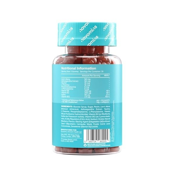 Gommes à Focus Enfants - Complément nootropique haute concentration pour le cerveau des enfants -l’énergie et l’humeur positi