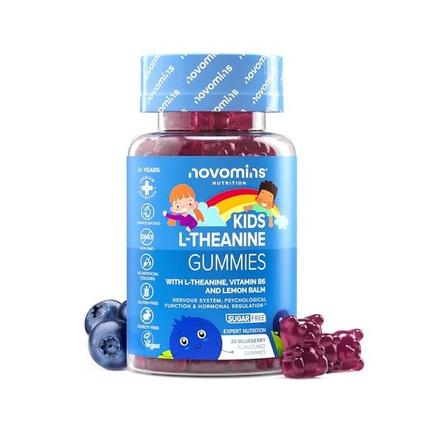 L-Théanine pour enfants - 50 mg de L-Théanine avec Mélisse et Vitamine B6 - Végan - Sans Gluten - Concentration et Focalisati