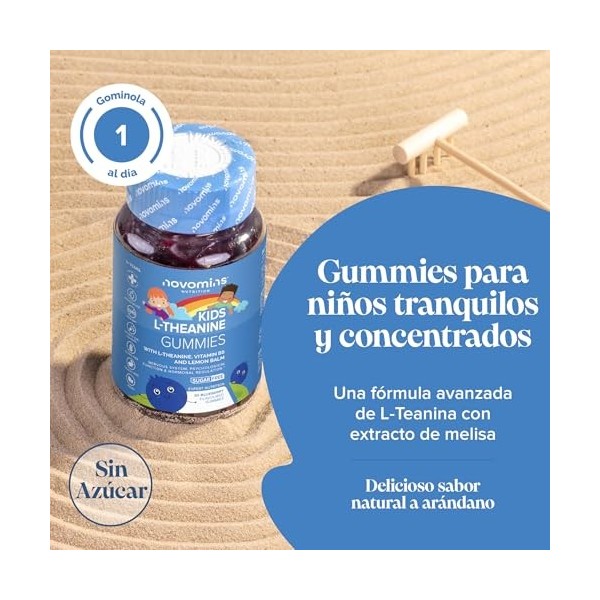 L-Théanine pour enfants - 50 mg de L-Théanine avec Mélisse et Vitamine B6 - Végan - Sans Gluten - Concentration et Focalisati