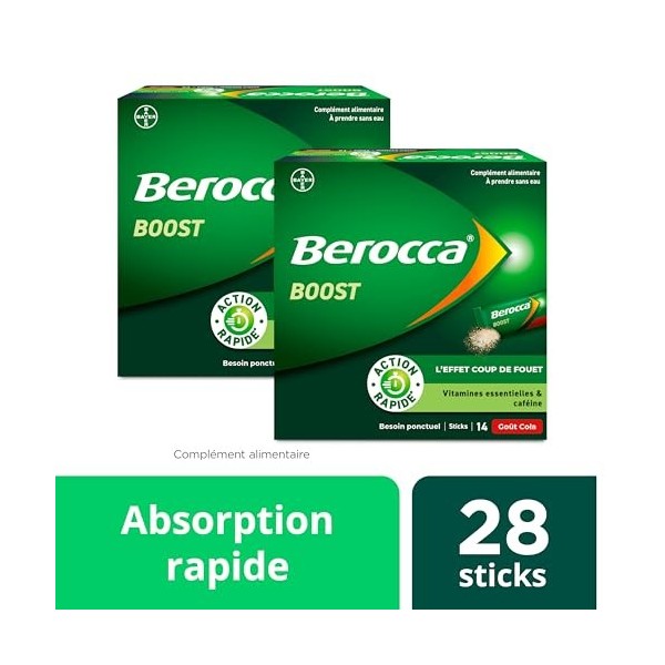 Berocca® Boost Stick - Effet coup de fouet - Aide à réduire la fatigue -Vitamine B12, Guarana, Caféine, Vitamine C et Magnési...