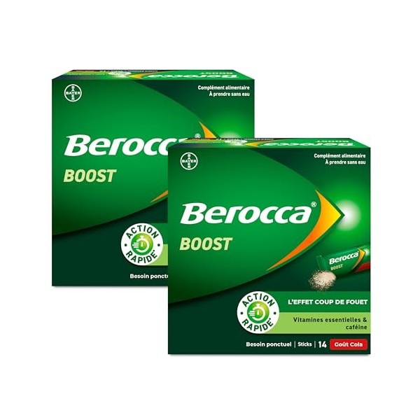 Berocca® Boost Stick - Effet coup de fouet - Aide à réduire la fatigue -Vitamine B12, Guarana, Caféine, Vitamine C et Magnési...