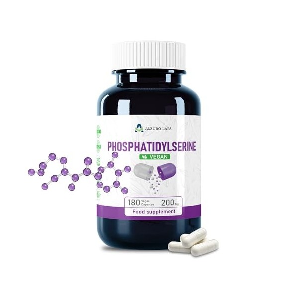 Alzuro Labs Phosphatidylsérine 200mg | 180 Capsules Végétaliennes | Soutien Cérébral, Mémoire et Cognitif Haute Puissance | T