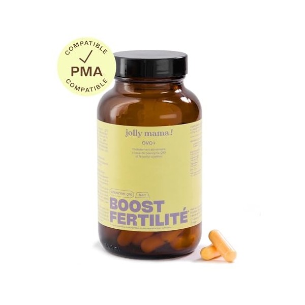 Jolly mama! Ovo+ | Boost Fertilité | Zinc, NAC, CoQ10 & Tryptophane | Compatible PMA | Cure 1 Mois | Vegan | Fabriqué en Fran