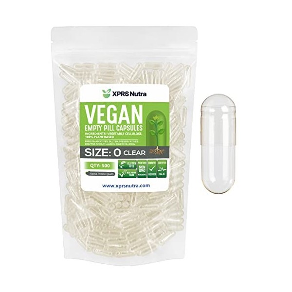 Capsules Express Capsules végétariennes vides sans gluten Certifié casher et halal Taille 0