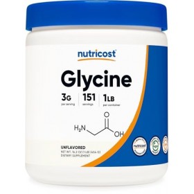 Nutricost Glycine en poudre - 454 g - 151 Serv - Sans OGM - Sans gluten