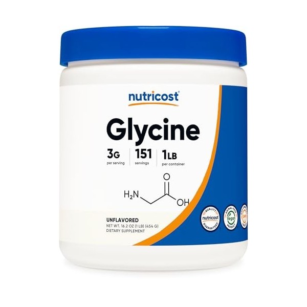 Nutricost Glycine en poudre - 454 g - 151 Serv - Sans OGM - Sans gluten