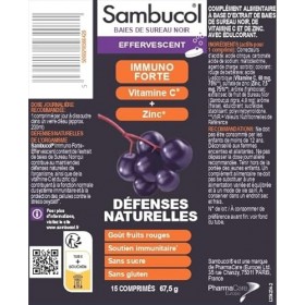 Sambucol Baies de sureau noir Immuno Forte Effervescents | Vitamine C | Zinc | Support du système immunitaire | Complément al