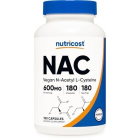 Nutricost N-acétyle L-cystéine NAC 600 mg, 180 capsules – Sans OGM, sans gluten
