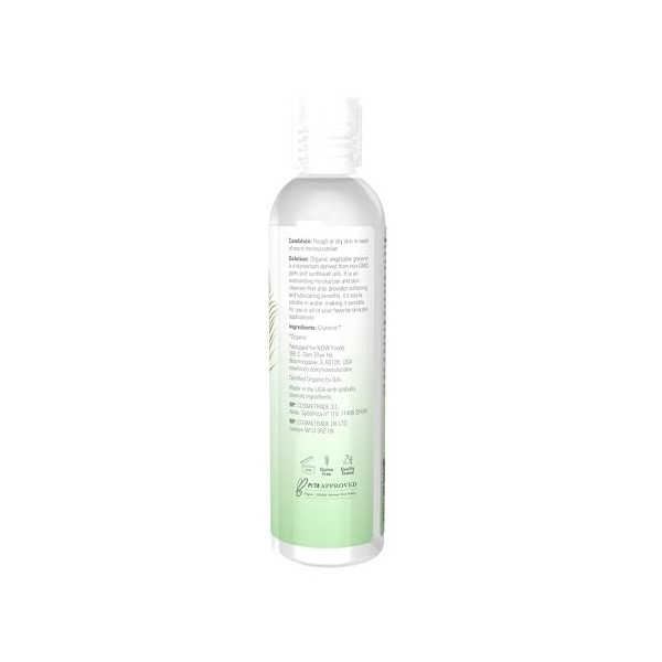 Now Now Certified Organic Vegetable Glycerine - 100% Pure Versatile Skin Care 8 fl.oz