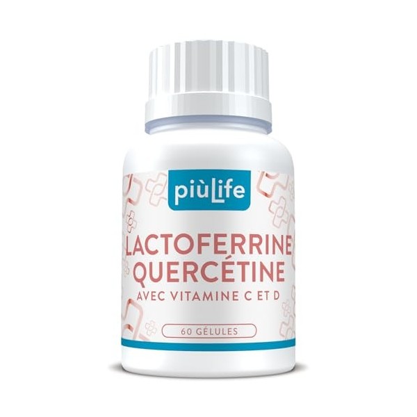 Lactoferrine Quercétine avec Vitamines C et D PiùLife – Routine quotidienne pour les défenses naturelles et le bien-être – 60