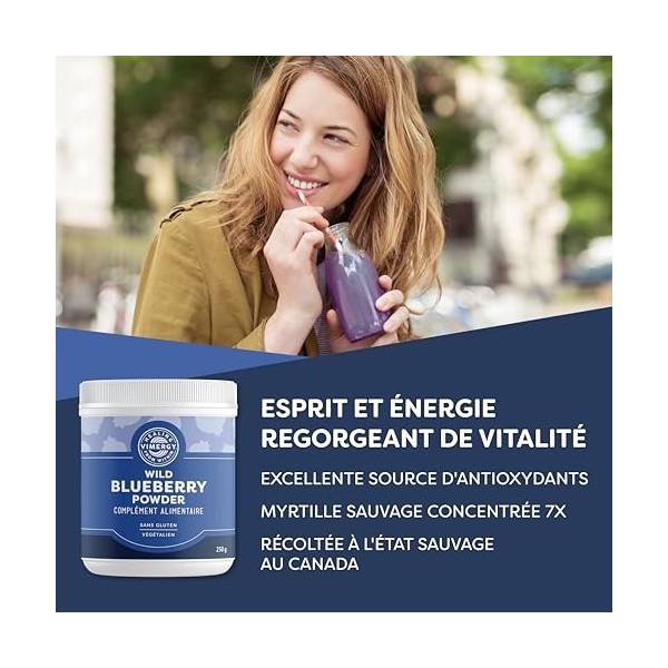Vimergy Poudre de Myrtille Sauvage, 62 Portions – Myrtille Sauvage – Poudre de Myrtille Faites Avec Myrtilles Entières – Comp...