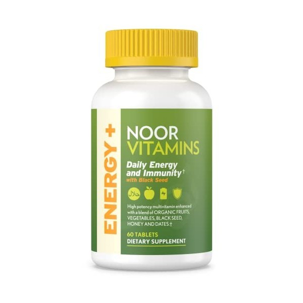 Noor Vitamins Energy+ Multivitamine. Energy Vitamine for Natural Energy Production & Immunity w/ 26 Vitamines & Minéraux + Su