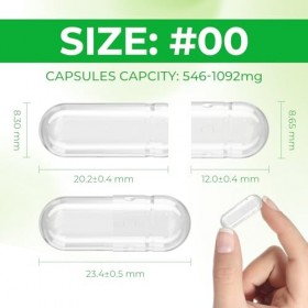 Angtai JN Gélules Vides Végétales à Remplir Taille 00 100 unités Capsule Vide avec Micro Cuillère,Certifié Casher,Halal,Emp M...