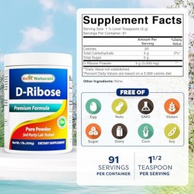 Best Naturals D-Ribose Poudre 0,5 kg