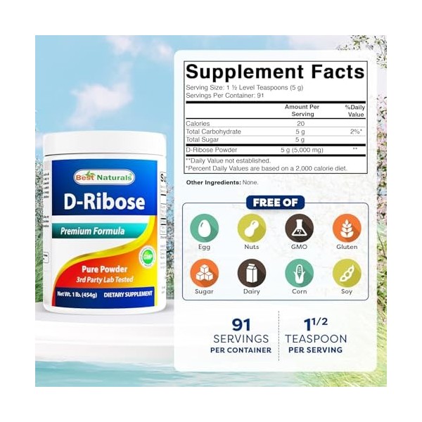 Best Naturals D-Ribose Poudre 0,5 kg