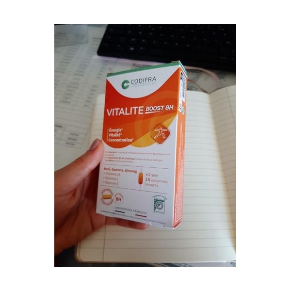 Codifra - Vitalite Boost 8h, Complément Alimentaire Fatigue, Tonus et Vitalité - Boost Naturel - Maté, Guarana, Ginseng, Magn
