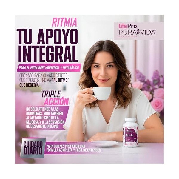 Life Pro Pura Vida Ritmia Inositol 120 gélules végétaliennes contenant du myo-inositol et du D-chiro-inositol, des vitamines 