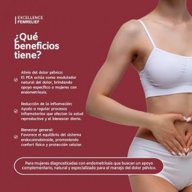 Excellence Femme Relief - Supplément Naturel pour Douleurs Menstruelles et Pelviennes avec PEA - Sans Hormones - Soulagement 