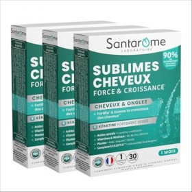 Santarome - Sublimes Cheveux Force & Croissance - Complément alimentaire pousse cheveux & ongles - Vitamines B6, B8, Roquette