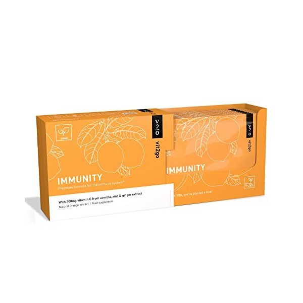 Vit2go IMMUNITÉ 10 sachets Poudre pour boisson, pour soutenir le système immunitaire, vitamine C et gingembre, renforcement M...