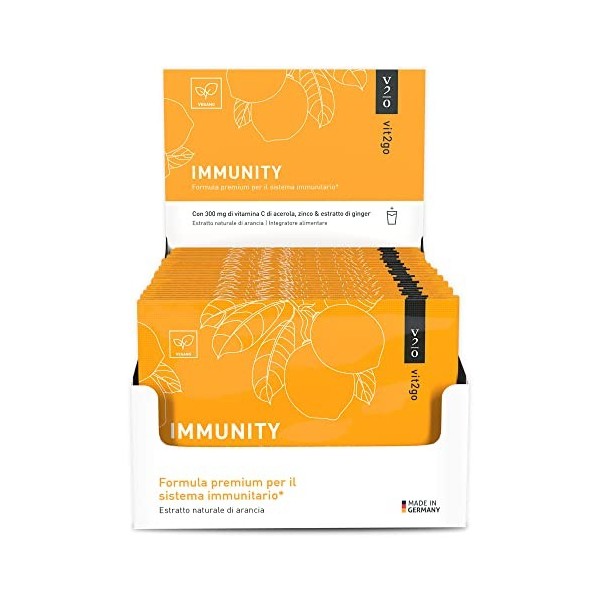 Vit2go IMMUNITÉ 10 sachets Poudre pour boisson, pour soutenir le système immunitaire, vitamine C et gingembre, renforcement M...