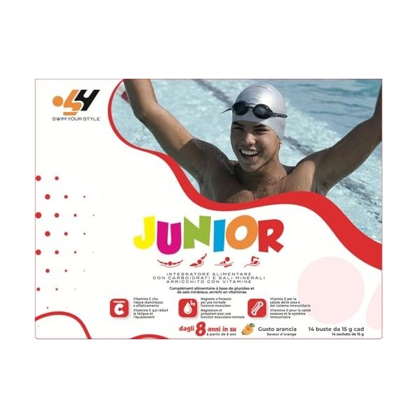 Complément Alimentaire pour Sportifs à partir de 8 Ans - Sels Minéraux, Maltodextrine, Vitamine D et Vitamine C - Nagez avec 