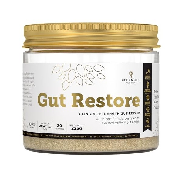 Golden Tree Gut Restore – Complément digestif avec inuline, extrait de kiwi doré, enzymes digestives et fibres – Mélange préb