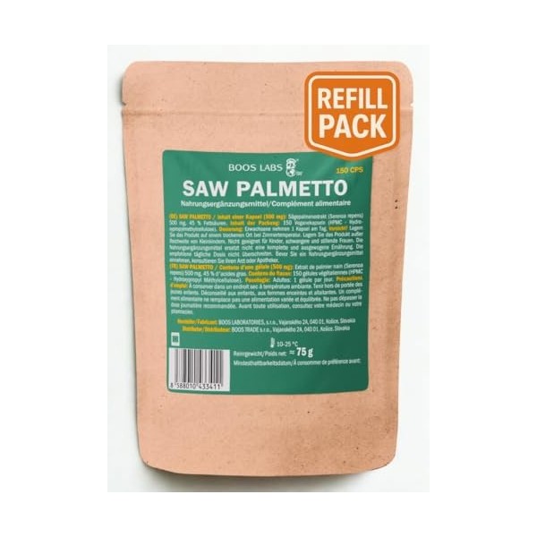 BOOS LABS Palmier nain | 500 mg | 150 gélules végétaliennes | 1 gélule par jour | Gélules de palmier nain à haute dose | Extr